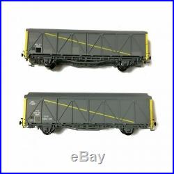 2 wagons EVS toit haut bandes jaunes Sncf épIV et V-HO-1/87-LSMODELS 30670