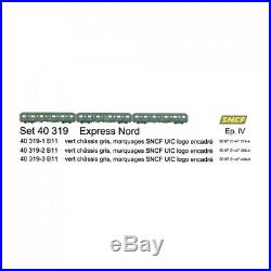 Coffret de 3 Voitures Express Nord, B11 UIC Ep IV SNCF-HO 1/87-LSMODELS 40319