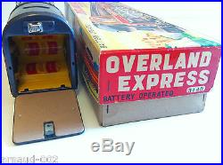 Modern Toys (Japan) Locomotive Overland Express en tôle à piles 41 cm Vintage